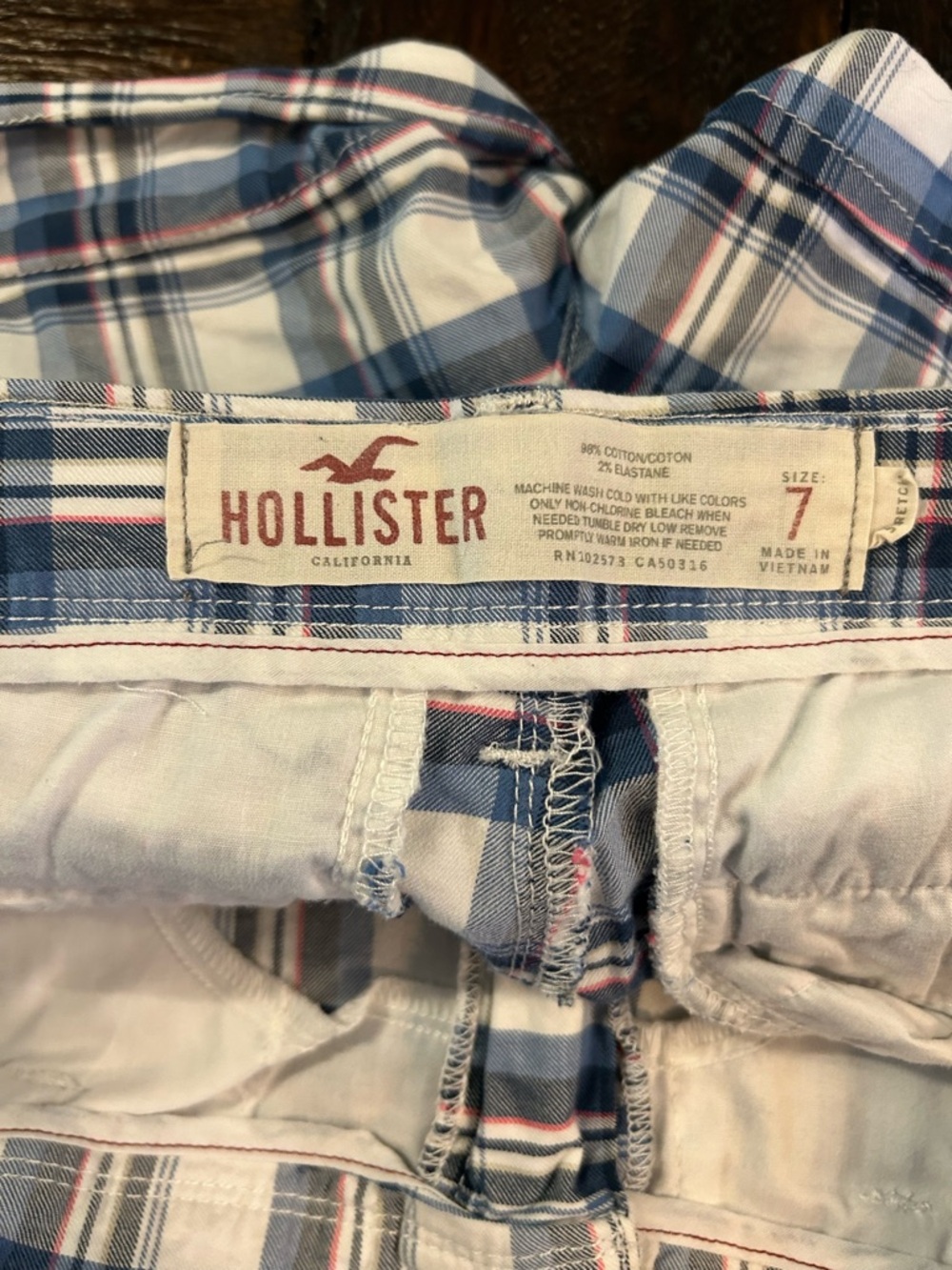 Hollister Y2K Vintage Low Rise Blue Plaid Micro Mini Shorts - Picture 7 of 10